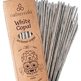 CALMVEDA White Copal Incense Sticks - 24 Pack, Natural Resin, Charcoal Free | Mexican Copalsera Resin 2x Thick Handrolled Incense, Sweet Smelling Spiritual Insects for Purification (Incienso De Copal)
