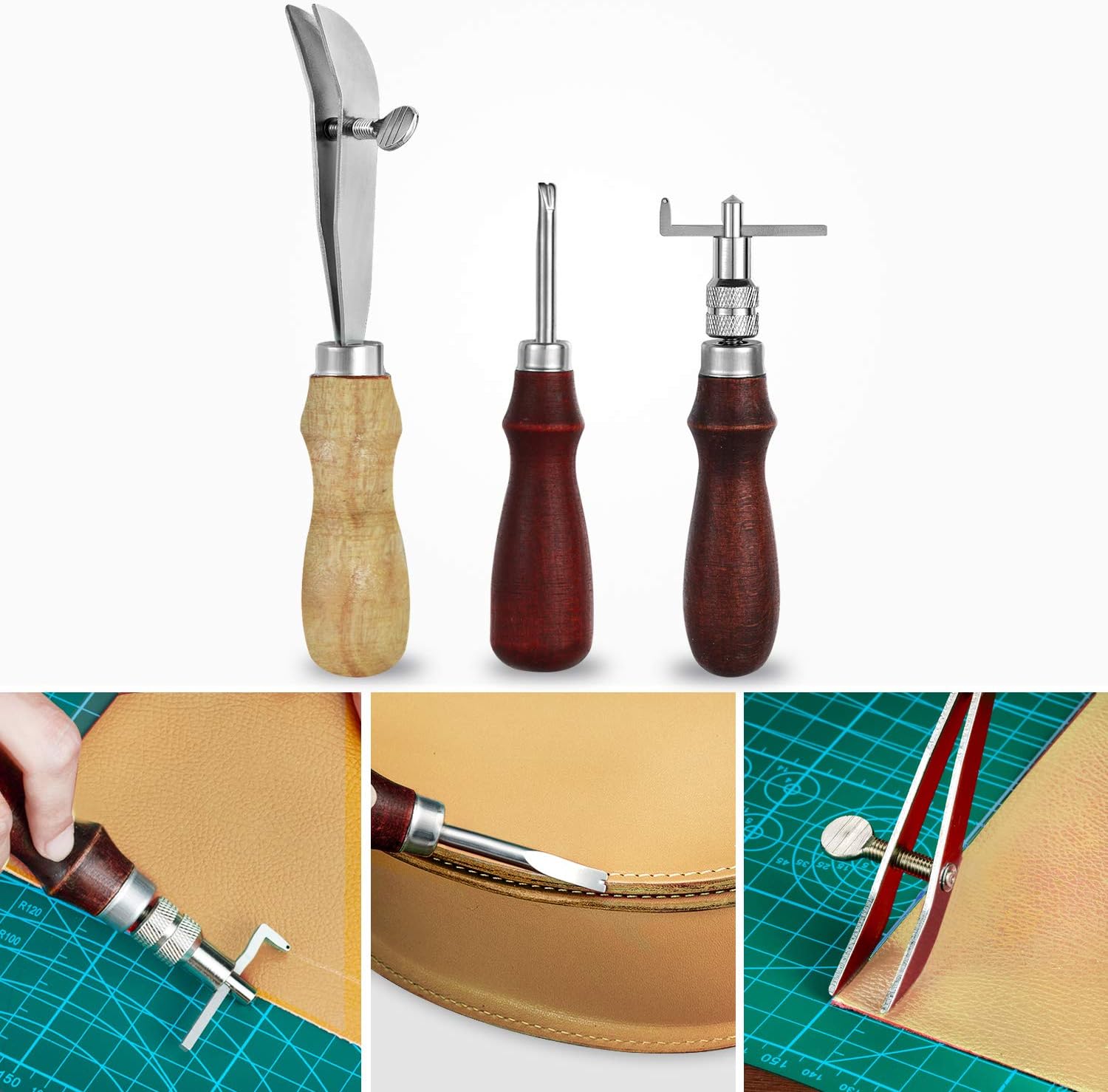 JOYPEA Leather Working Tools 195 PCS Leather Craft Stamping Tools with Cutting Mat Snaps and Rivets Kit Stitching Groover, Prong Punch for DIY Leather Craft