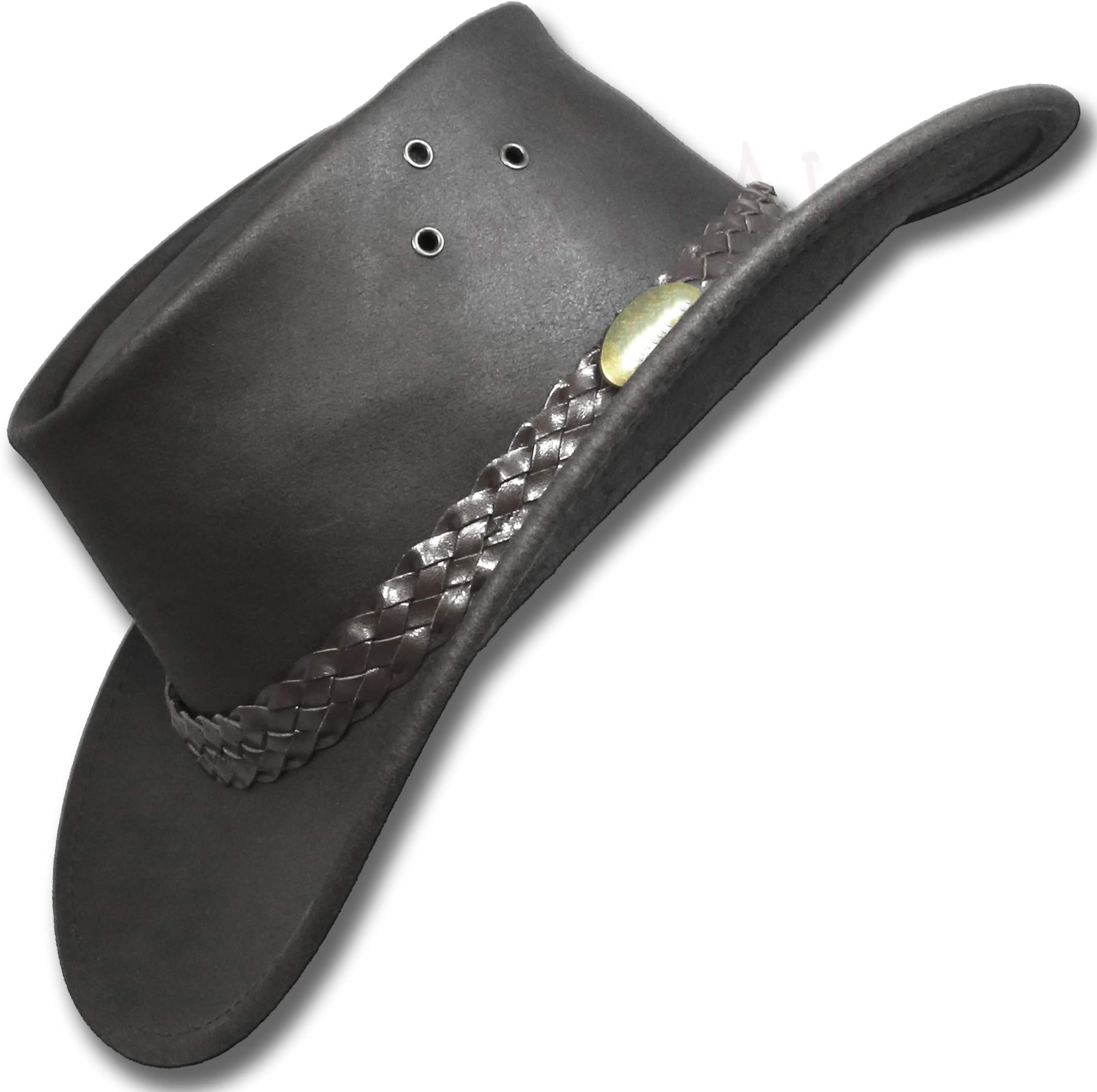 Oiled Leather Hat Australian Outback Aussie Western Cowboy Mens Womens Kids Black Brown WO HL11 US