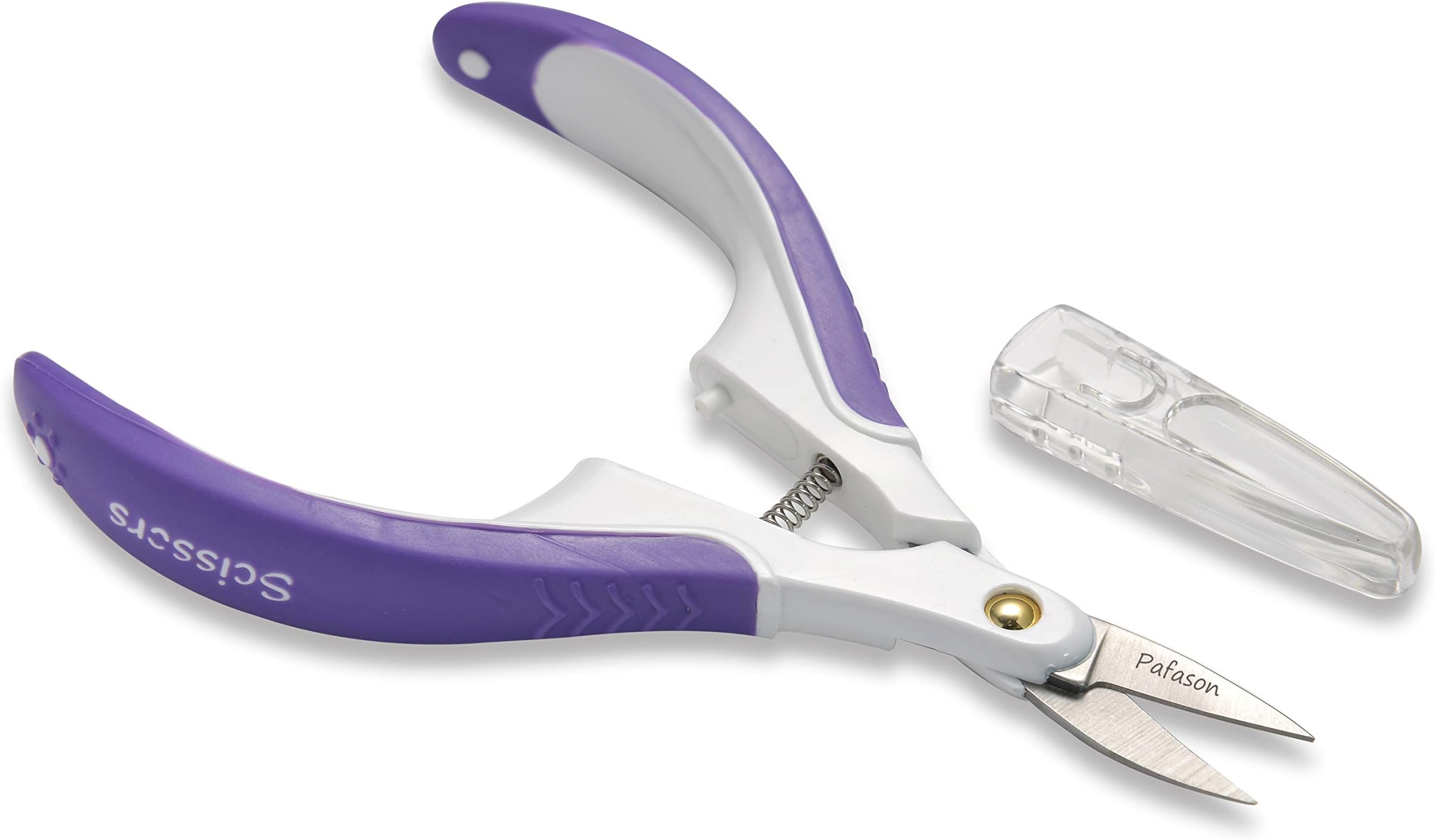 Sharpest and Precise Stainless Steel Curved Cuticle Scissor with Safety Cover and Non-Slip Handle For Cuticle Removal (Violet)