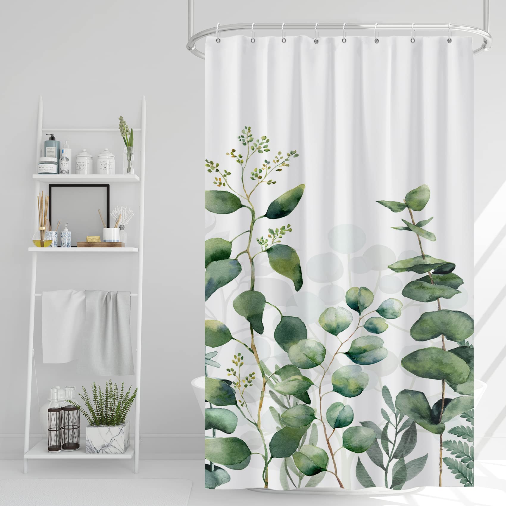 AWERT Small Half Size Stall Shower Curtain with 6