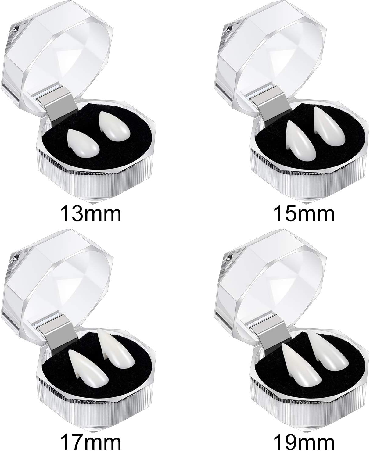 ZHANMAI 4 works Vampire Fangs Fake with Adhesive Halloween Cosplay Props White Horror False Teeth Party Favors Accessories(13 mm - Image 3