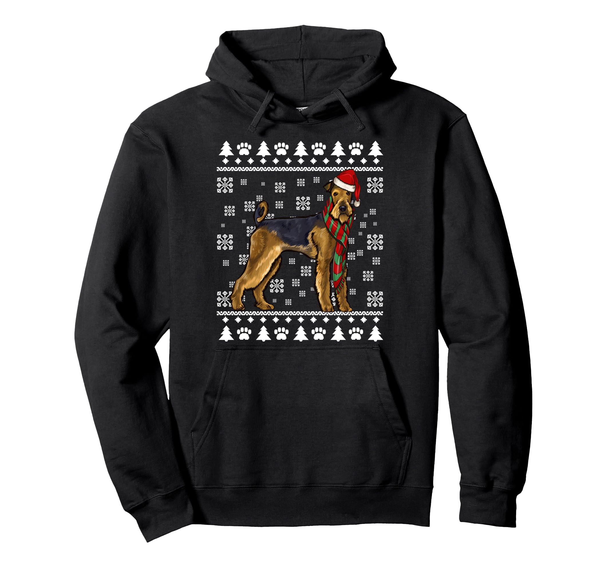 Airedale Terrier Dog Santa Hat Xmas Ugly Christmas Pullover Hoodie