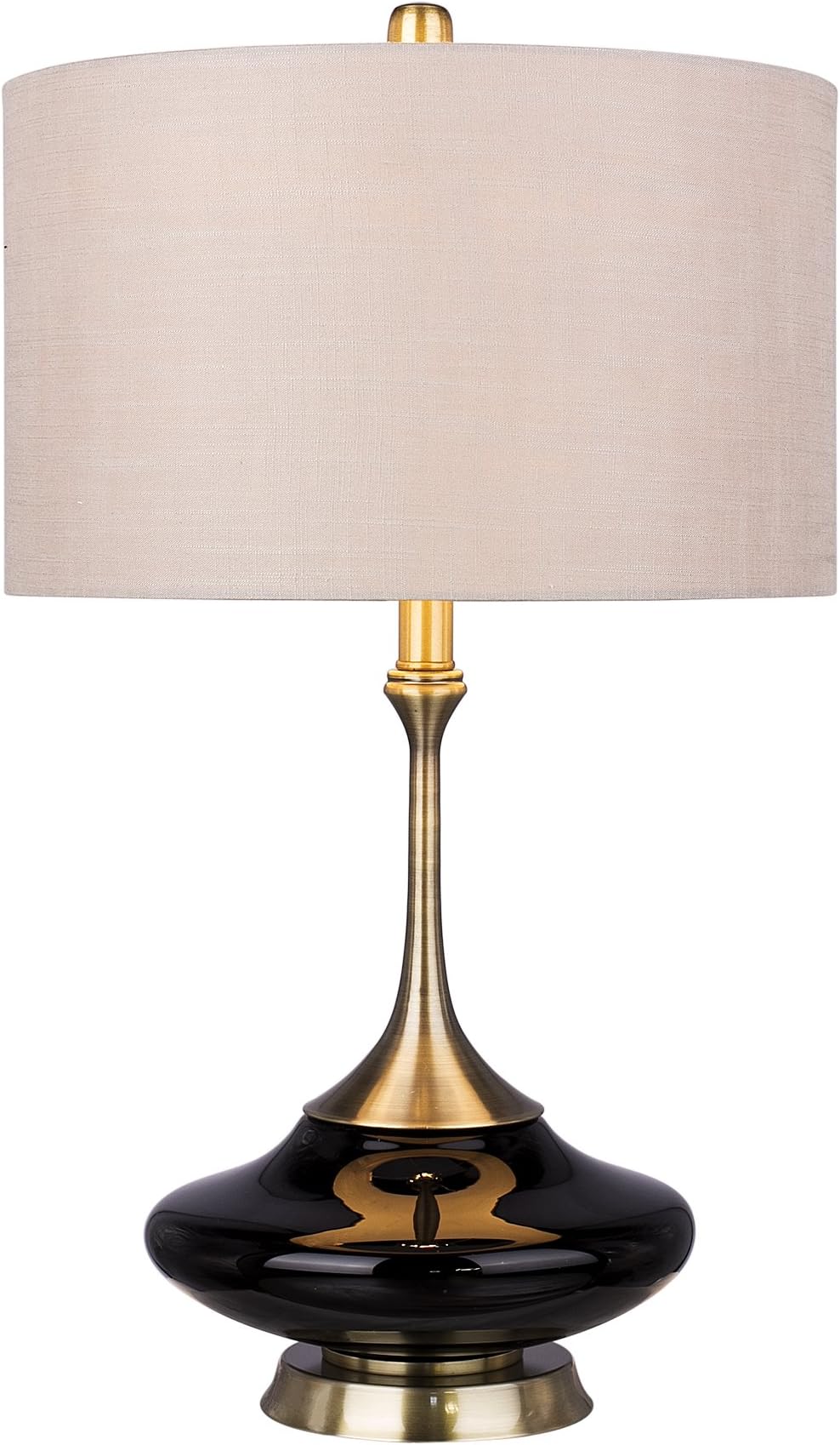 Martin Richard W-5137BLK Table Lamp, 26.5", Black Glass/Antique Brass