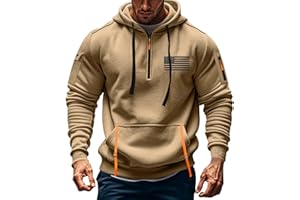 Frostluinai Quarter Zip Pullover Hoodies for Men Vintage American Flag Graphic Print Hooded Sweatshirt with Zipper Pockets