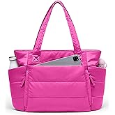 Tote Bag for Women with Zipper, Quilted Puffer Tote Bag with Compartments, Lightweight Puffy Work Bags for Women Travel
