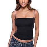 INLYRIC Women's Camisole Tank Tops for Women Double Lined Crop Tops Spaghetti Straps Summer Sexy Going Out Outfit