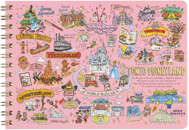 Amazon Co Jp 手書き風パーク柄 リング ノート 横型 ミッキー ミニー ドナルド デイジー ダンボ 他 ディズニー 文房具 キャラクター リゾート限定 おもちゃ