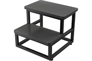 YAKANJ Step Stools for Adults Kids,Heavy Duty Sturdy Step Stool Helper for Kitchen Bathroom,Hold Up to 500 Lbs Capacity Metal Frame-Fabric Grey