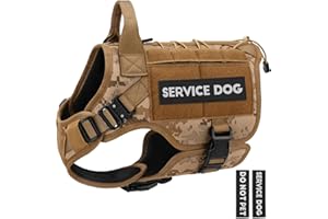 PETNANNY Tactical Dog Harness - Service Dog Harness Emotional Support Dog Vest for Medium Large Dogs, No Pull ESA Dog Vest with Hook & Loop, Working Molle Vest for Training Hunting(Desert Camo,M)