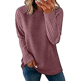 OFEEFAN Long Sleeve Shirts for Womens Fall Fashion 2026 Crewneck Oversized Sweatshirt Tunic Tops to Wear with Leggings