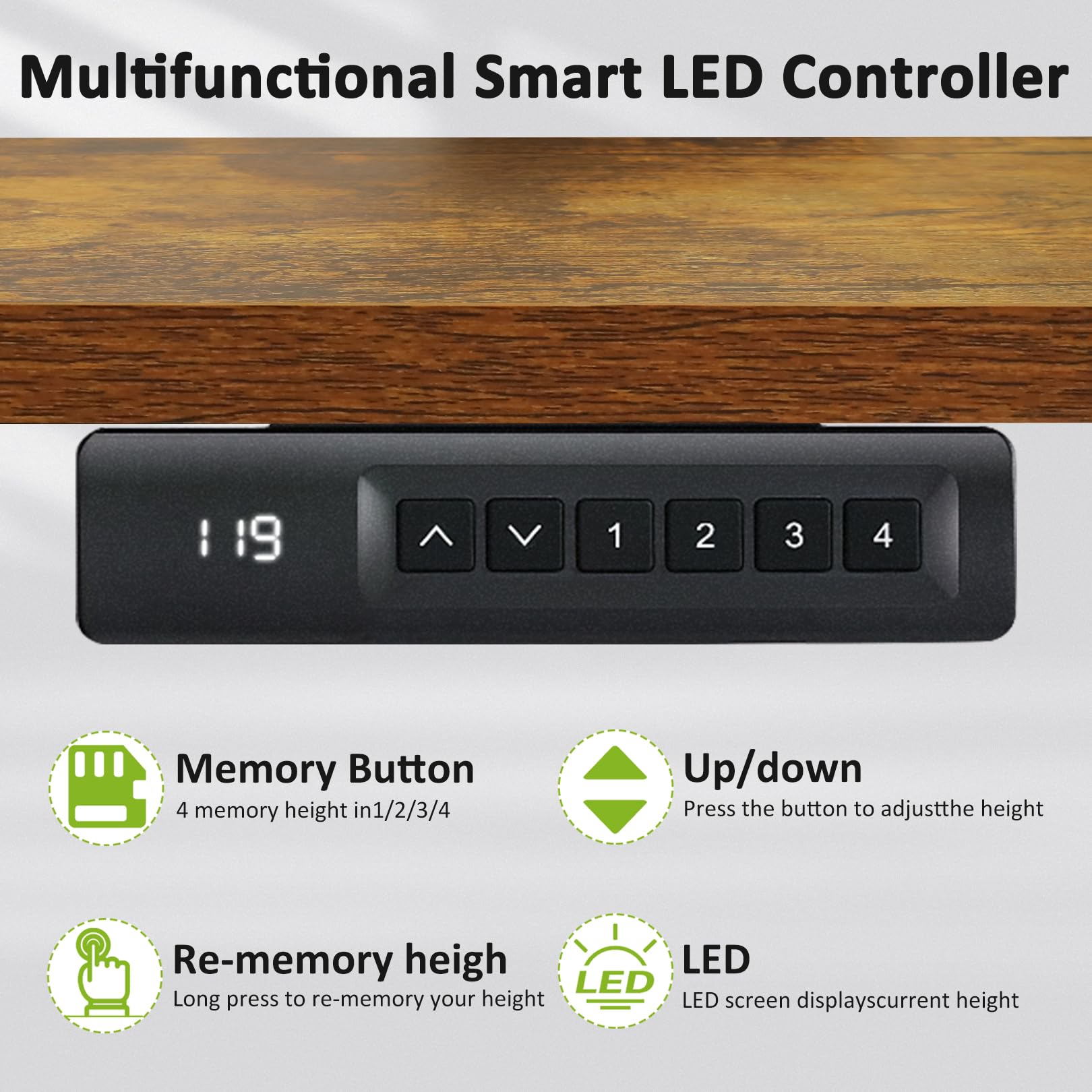 farexon 55 x 24 Inch Electric Standing Desk Adjustable Height, Sit-Stand Desk with Oversized Mouse Pad， Double Crossbeam Structure, Four Preset Heights, 27''-45'' Lifting Range Stand up Desk