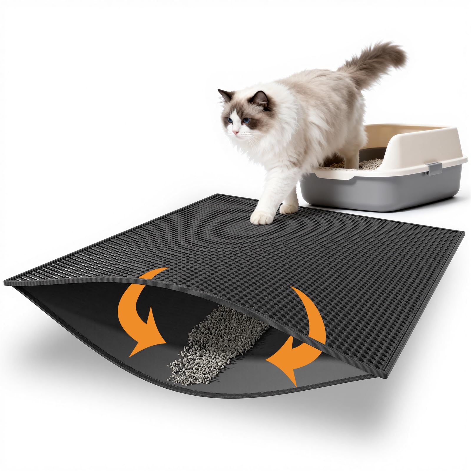 Photo 1 of **USED** Pieviev Cat ter Mat Double Layer Waterproof Urine Proof Trapping Mat 1 Pack (Black, 30x24 Inch (Pack of 1))
