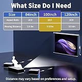 WASJOYE 100" Motorized Projector Screen 16:9 8K HD with Remote Control view 8