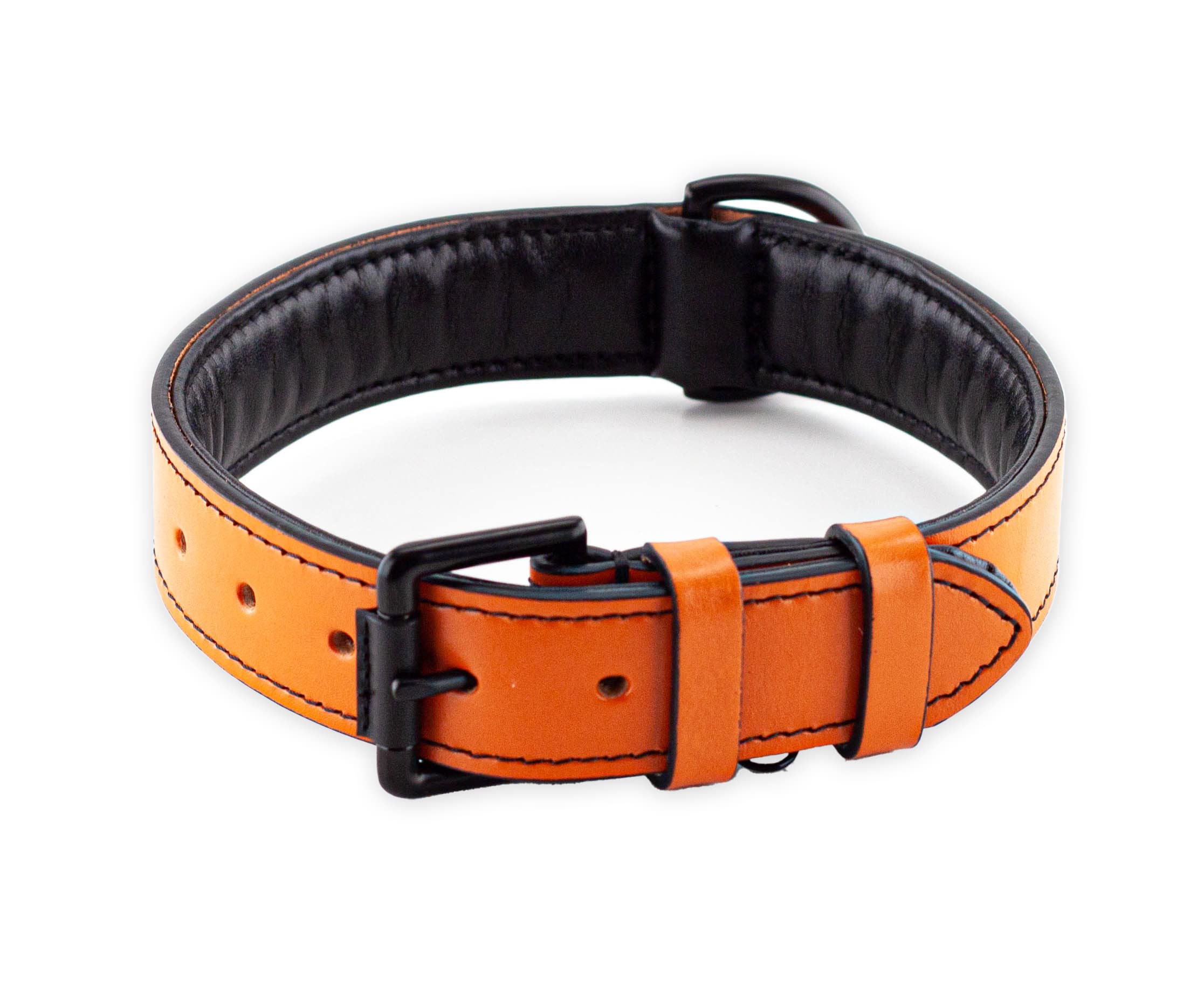 Brute Strength Leather Dog Collar Orange XL 56-63 cm