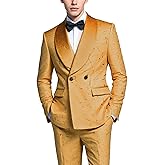 MOGU 2-Piece Velvet Mens Suit Shawl Lapel Tuxedo Slim Fit Dress Suit for Wedding Casual Business Banquet