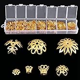 KooingTech 300PCS Flower Jewelry Making Beads, Metal Jewelry Making Beads Flower, Spacers for Jewelry Making, Metal Spacer Bead Caps for Jewelry Making(Gold)