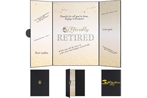 Viogtmca Retirement Party Decorations Large Retird Card Signing Black Gold Happy Retirement Guest Book Creative retirement Card for Men Women