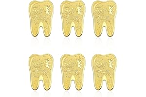 GENERIC Tooth Fairy Coins for Kids - 6PCS Golden Commemorative Coins for Lost Teeth, Heavy Duty Zinc Alloy with Plastic Case, Keepsake Gift for Boys and Girls, Non-Fading Tooth Fairy Reward