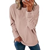 ATHMILE Womens Casual Crew Neck Sweatshirt Loose Soft Long Sleeve Shirts Oversized Pullover Tops Fall Outfits