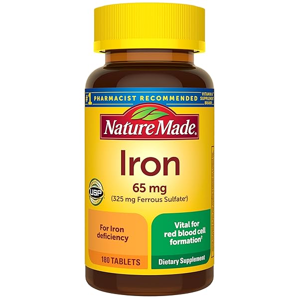 NATURE MADE IRON 65 MG (325 MG FERROUS SULFATE) TABLETS, IRON SUPPLEMENTS, DIETARY SUPPLEMENT FOR RED BLOOD CELL SUPPORT, 180 TABLETS, 180 DAY SUPPLY