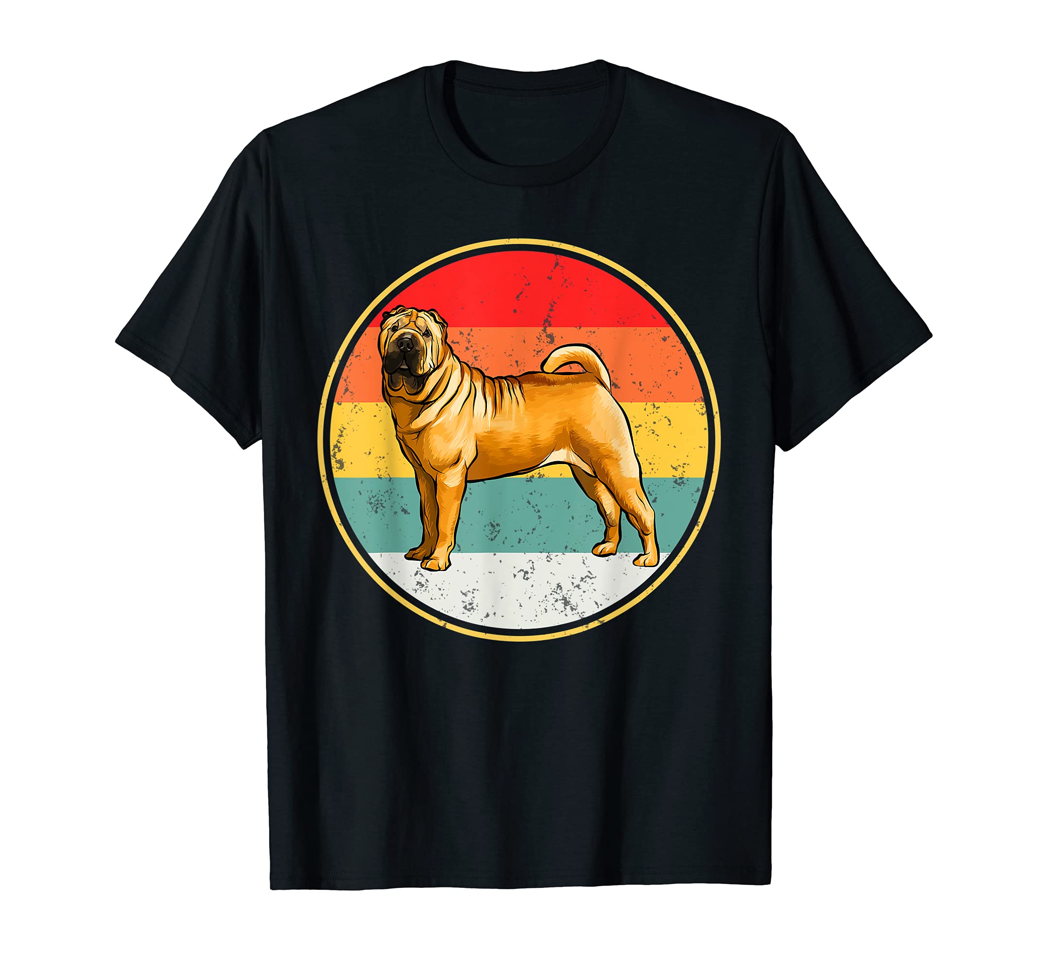 Vintage Retro Sunset Chinese Shar-Pei Dog T-Shirt