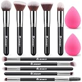 BEAKEY Makeup Brushes set with 2 Blending Sponges,10 Brush Face and Eye Set | Beginner-friendly face and eye tools with soft synthetic fibers for light,buildable coverage from foundation to eyeshadow
