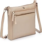 Small Soft Genuine Leather Crossbody Purse Women’s Sling Crossover Shoulder Travel Handbag with Triple Zipper