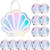 Locmeo 24 Pack Holographic Shell Gift Bags Mermaid Party Favor Bags with Iridescent Shell Cards for Mermaid Themed Supplies Ocean Under the Sea Party Favors