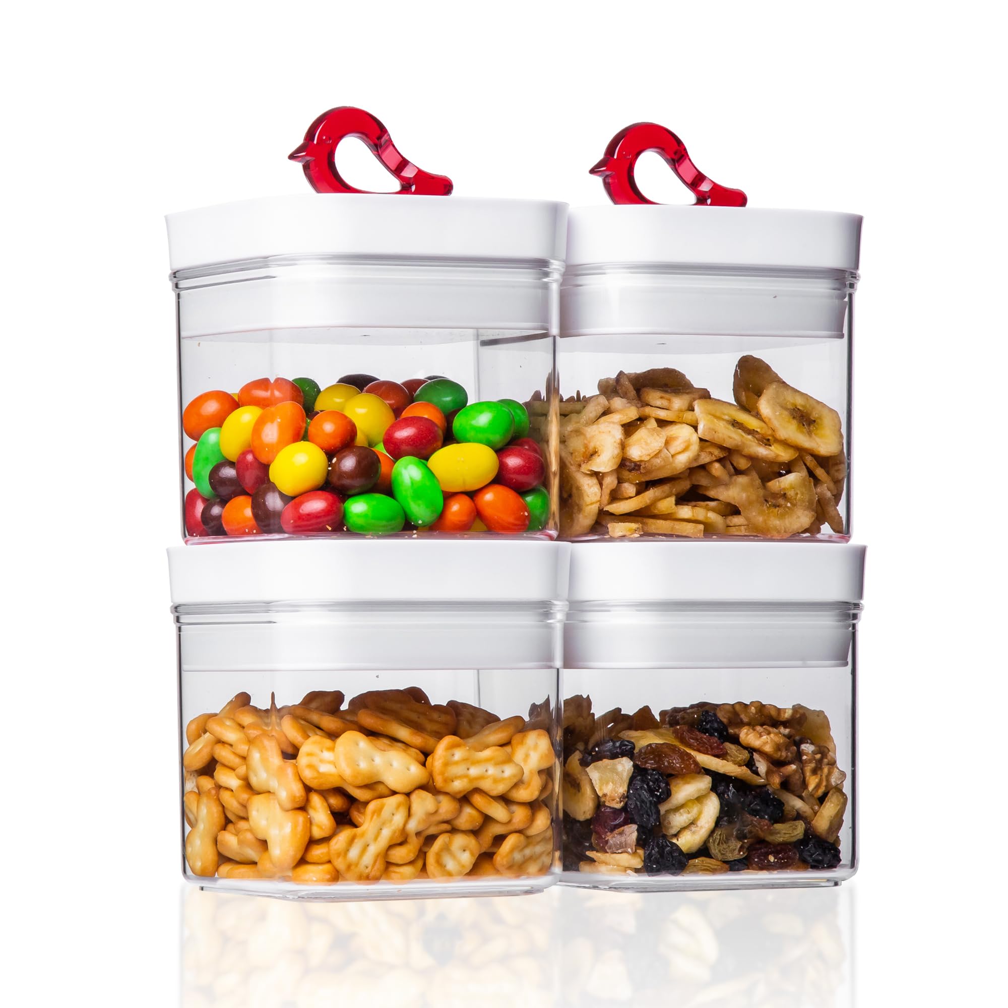 Photo 1 of LHS Airtight Food Storage Container Set 4 Pack, BPA Free Kitchen Pantry Organization Canisters with One-handed Leak Proof Lids, Small, White