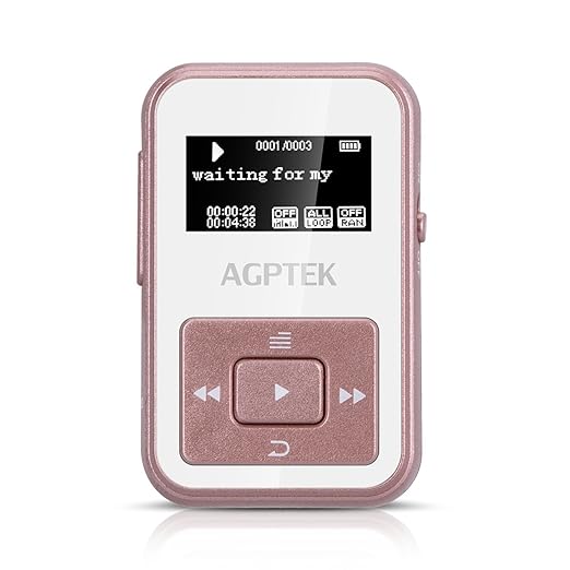 title=AGPTEK A12- Clip Bluetooth lettore MP3 8 GB con Radio FM e Registratore vocale(
