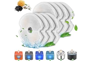 VinDox Cat Water Fountain Filters for Cat Water Fountain 84oz/2.5L Stainless Steel and Neverland Cat Water Fountain with LED Night Light, 8 Packs