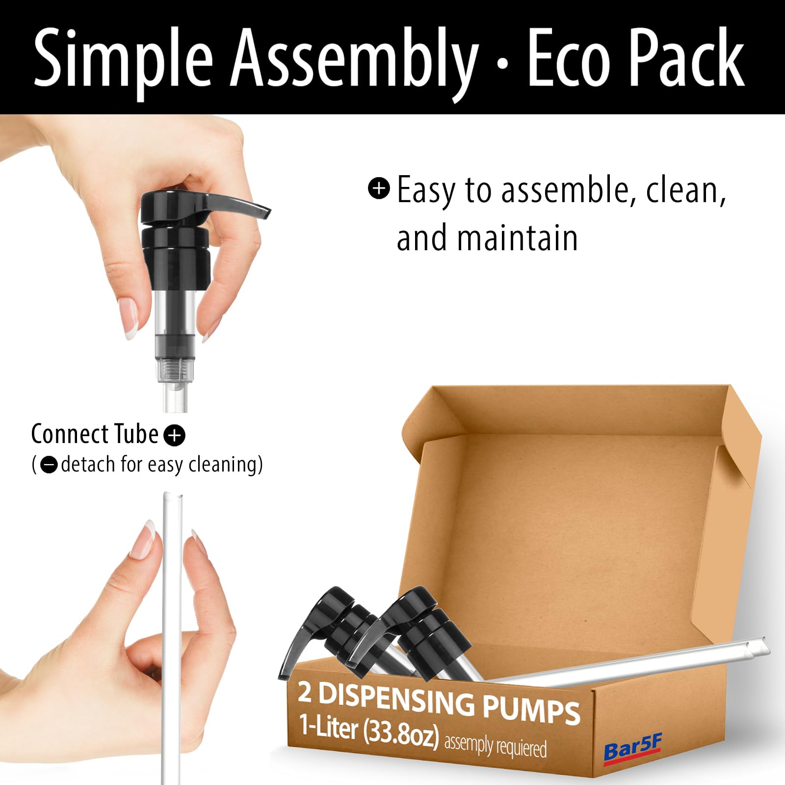 Bar5F Pump for 33.8-Oz Shampoo and Conditioner Liter Bottles (Fits 1