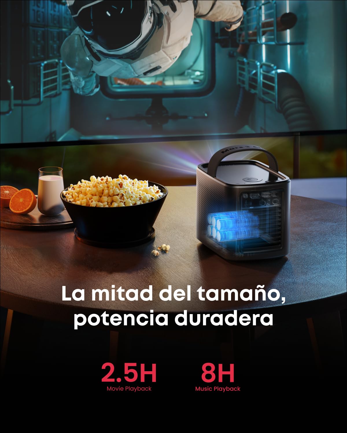NEBULA Mars 3 Air GTV Projector - Netflix Officially Licensed, 400 ANSI-Lumen Brightness, Native 1080P, Dolby Digital Sound,150-Inch Picture, Built-In Battery for 2.5 Hours of Playtime Anywhere.