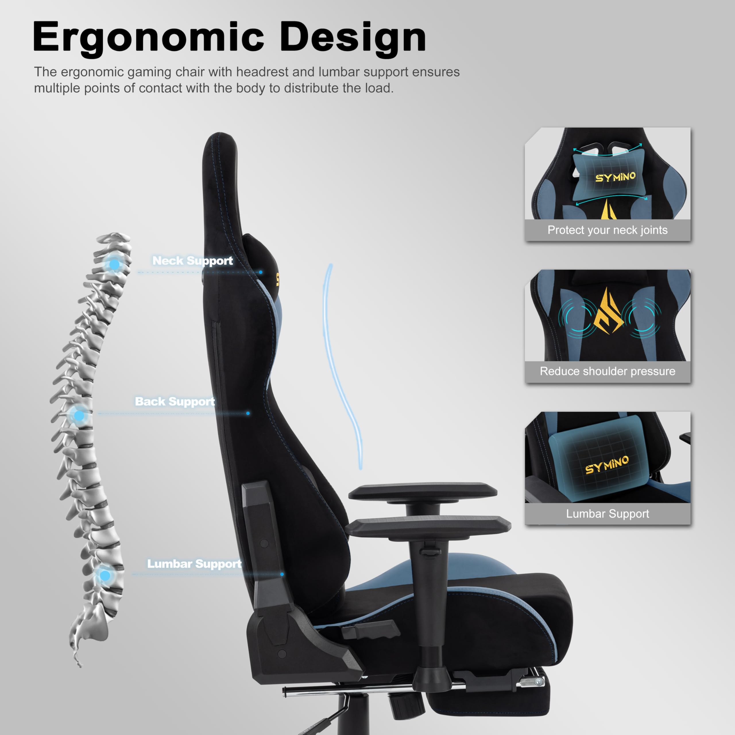 Symino Gaming Chair With Footrest Uk - User Perspective Showing Ergonomic Positioning