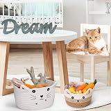 Zopeal Cat Basket Storage Woven Organizer with Ears 8.3x4.7 White Khaki view 7