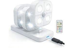 Rechargeable Puck Lights with Remote,13 Colors RGB LED Under Cabinet Lighting Wireless Motion Sensor Closet Light with Chargi