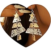 Eioi& Lmnm Christmas Earrings, Stainless Steel Christmas Dangle Earrings, Xmas Tree Earring, Two-tone Gold Silver Xmas Drop Earring, Multi-layer Metal X-mas Tree Jewelry, Festive Jewelry Gifts for Women