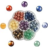 GangGangHao 140pcs 7 Chakra Natural Stone Round Beads Crystals Energy Healing Genuine Real Stone DIY Charm Smooth Beading for Bracelet Necklace Earrings Jewelry Making(8mm,7 Chakra Color)