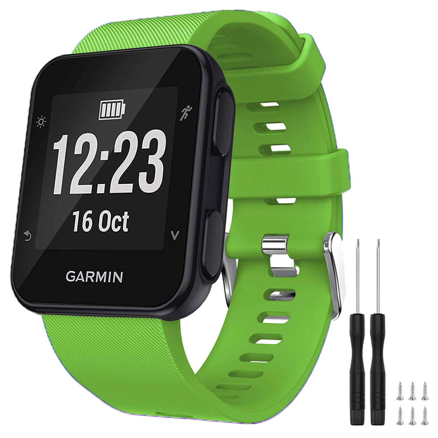 TopPerfekt Strap Compatible with Garmin Forerunner 35, Soft Silicone Replacement Watch Band Strap for Garmin Forerunner 35 Smart Watch, Fit 5.11-9.05 Inch (130-230 mm) Wrist (1- Green)