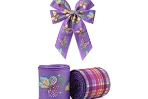 2 Rolls Spring Butterfly Ribbons Wired for Wreath Bow Wrapping Gifts, Butterfly Ribbon for Gift Wrapping Party Decoration DIY