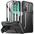 Poetic Revolution Case for Samsung Galaxy A26 5G,[Slide Camera Cover],[20FT Mil-Grade Drop Tested], Full-Body Rugged Shockproof Cover with Kickstand and Built-in-Screen Protector, Black