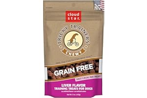 Cloud Star Tricky Trainers Chewy & Grain Free, Low Calorie Dog Training Treats, Baked in the USA, Liver 5 oz.