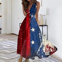 CHRATLHI Fourth of July Dress Red White and Blue