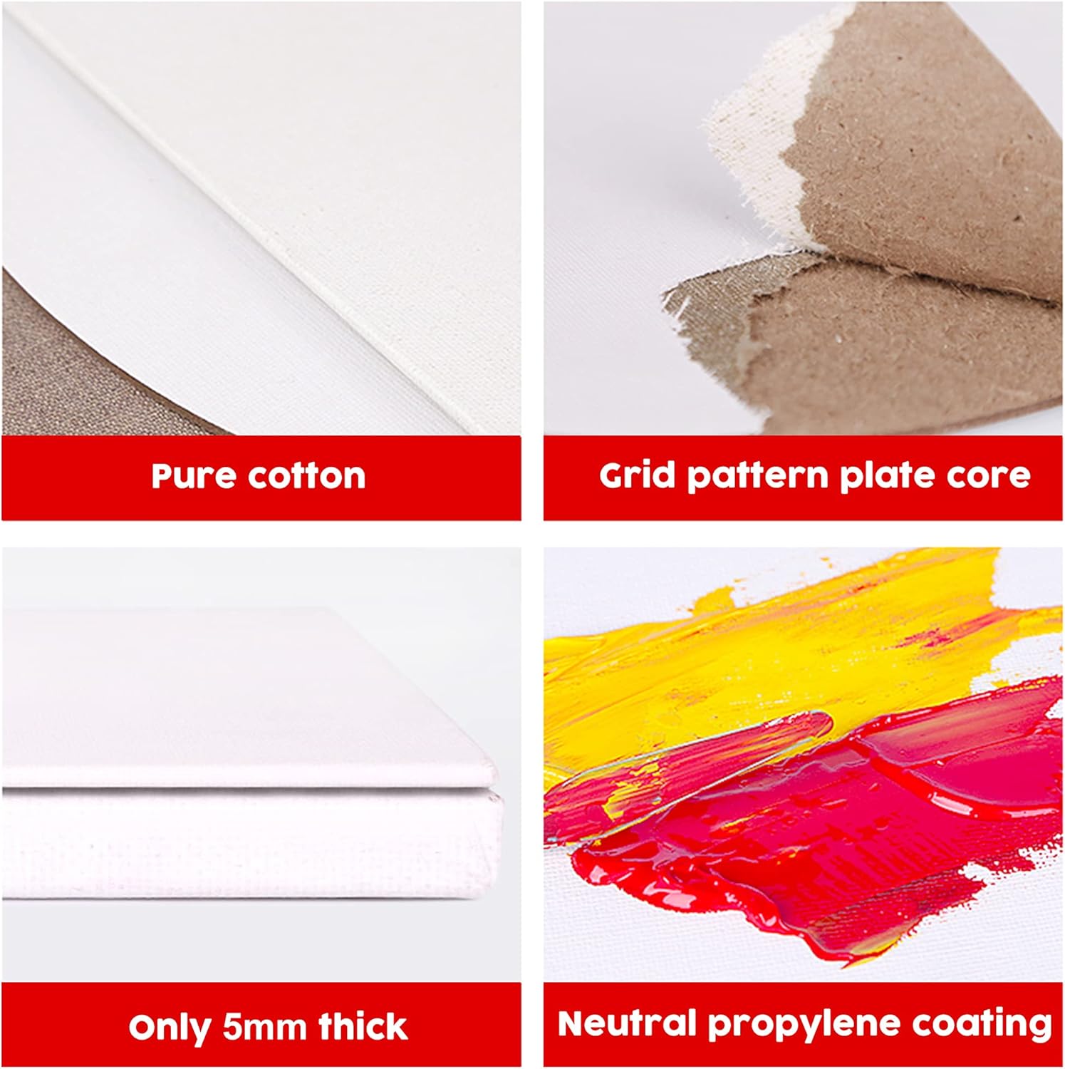 CONDA Artist Canvas Panels 8 x 10 inch, 12 Pack, Primed, 100% Cotton, Artist Quality Acid Free Canvas Board for Painting & Oil