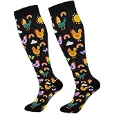 Wusikd Milk Cow Compression Socks for Women and Men Circulation Flowers Long Socks for Athletic Running 2