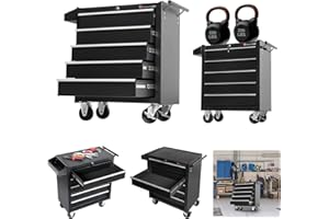TANKSTORM Tool Chest Heavy Duty Cart Steel Rolling Tool Box 5 Drawer Cart (TZ35-BK)