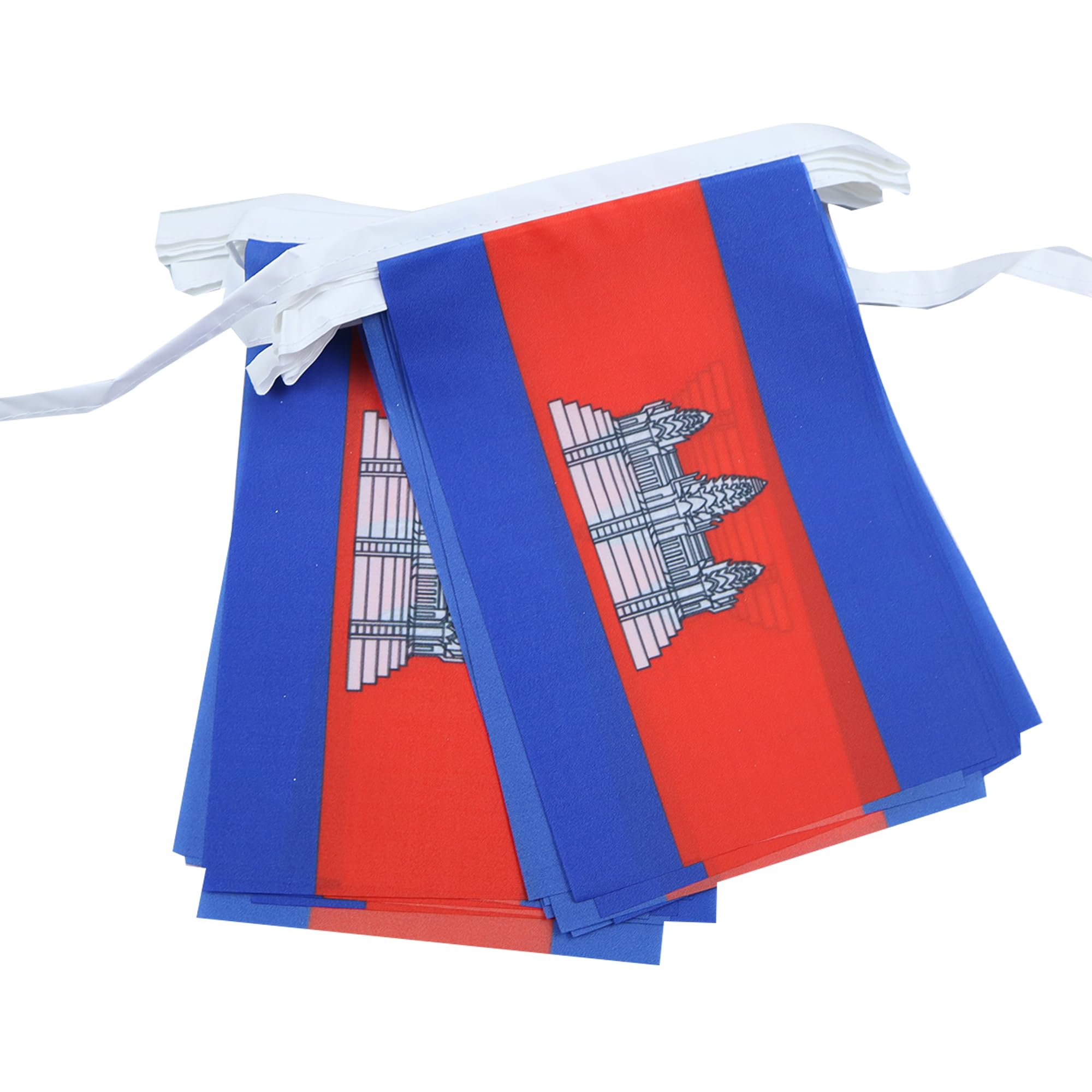AZ FLAG Cambodia Bunting Flag, 20 Ft Garland with 20 Small Cambodian Flags 8'' x 6'', 100% Polyester String Pennant, 6 meters โ image 1