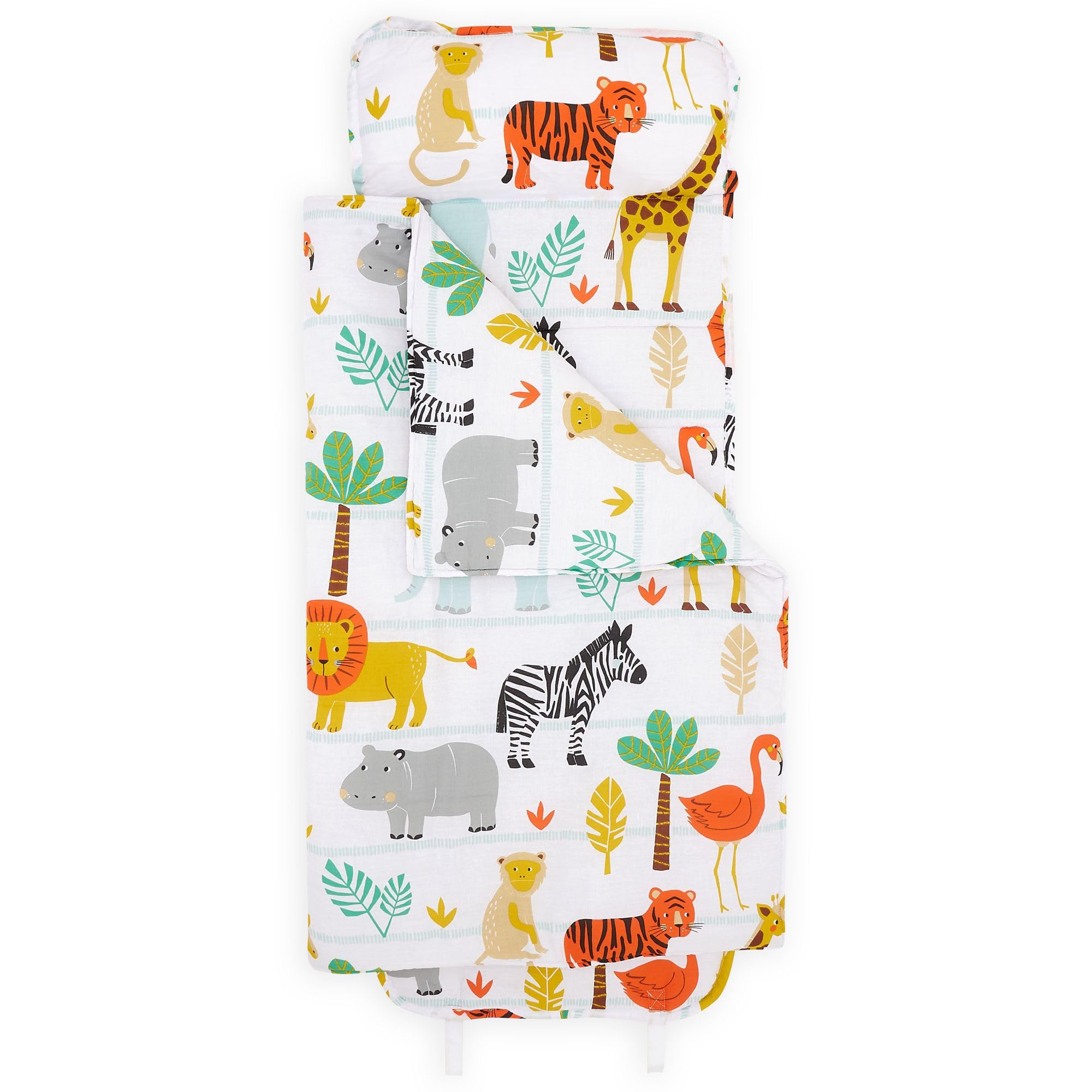 Bloomsbury Mill - Nap Mat for Toddlers and Kids - Pillow, Mat and Blanket Included - All-in-One Sleeping Bag for Nursery & Ready Bed for Nap Time and Sleepovers - Travel Essentials 135 x 50 cm Safari