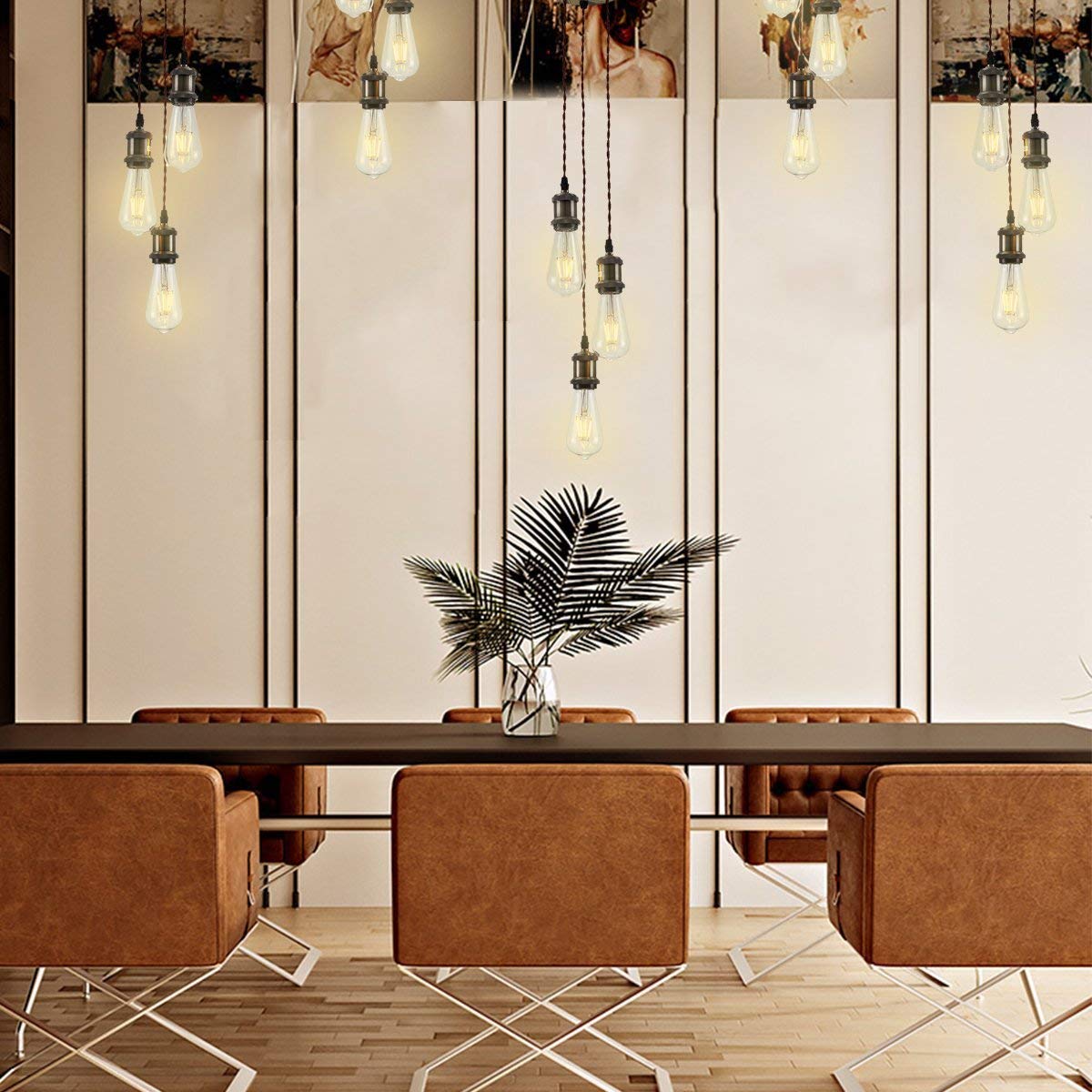 PIANUO 3 Way Ceiling Pendant Cluster Light Fitting Lights E26 Socket Hanging Light Industrial Ceiling Lights for Living Room Dining Room Bedroom Office